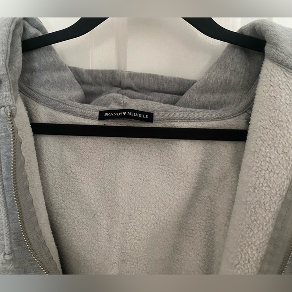 Brandy Melville grey zip up hoodie - Picture 2 of 4